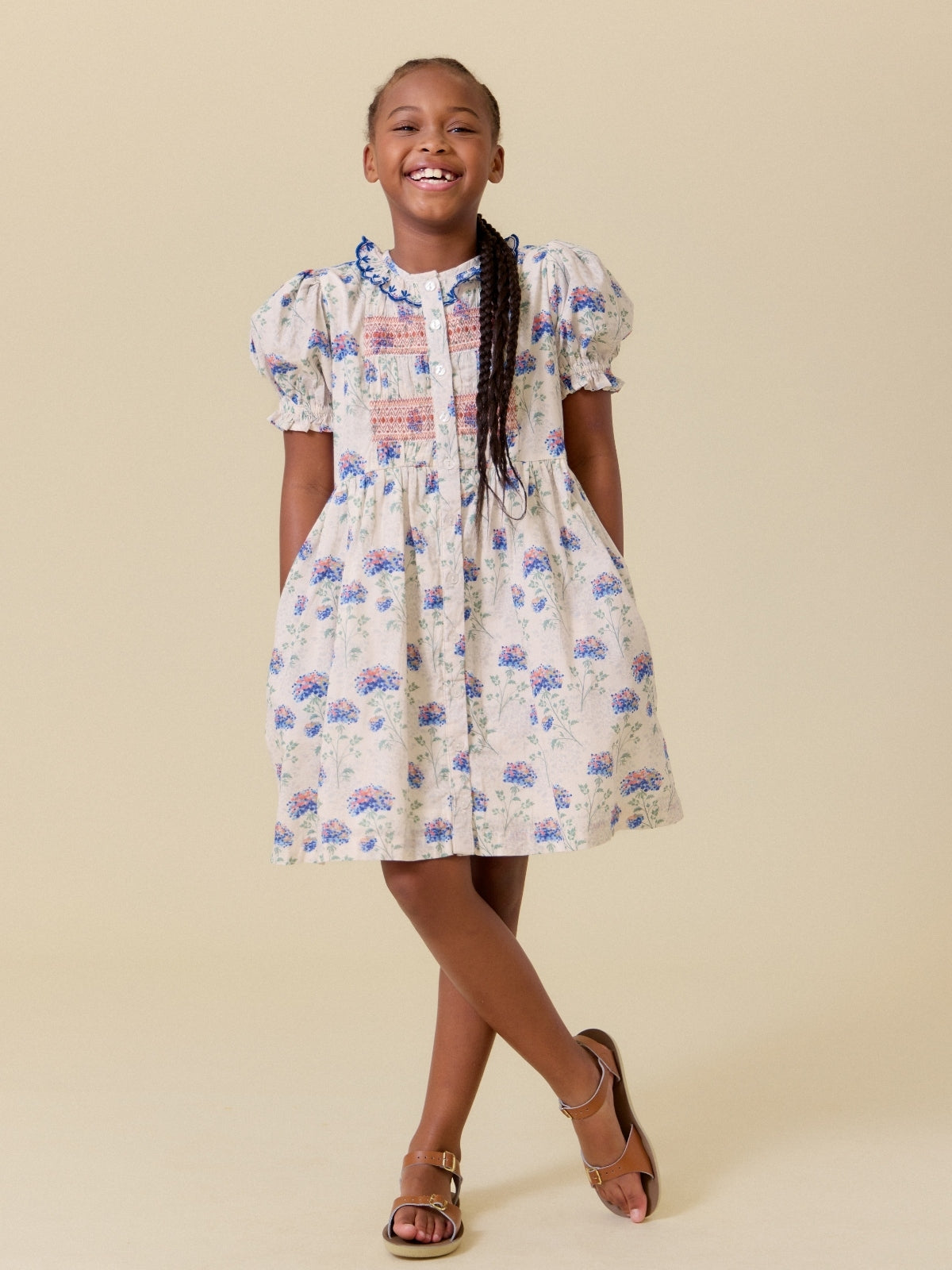 Ivy Hydrangea Dress - Floral Print Hydrangea Print / 2Y Ivy Hydrangea Dress - Floral Print Hydrangea Print / 2Y
