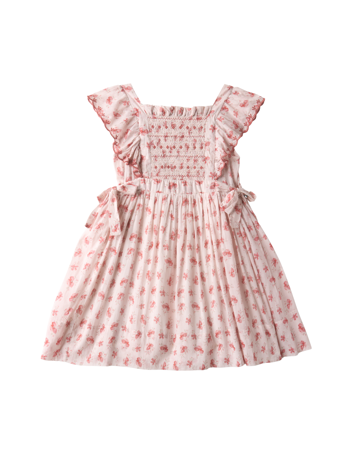 Izzy Smock Pinafore Dress Dresses Lali Pink Watercolor Floral 2Y