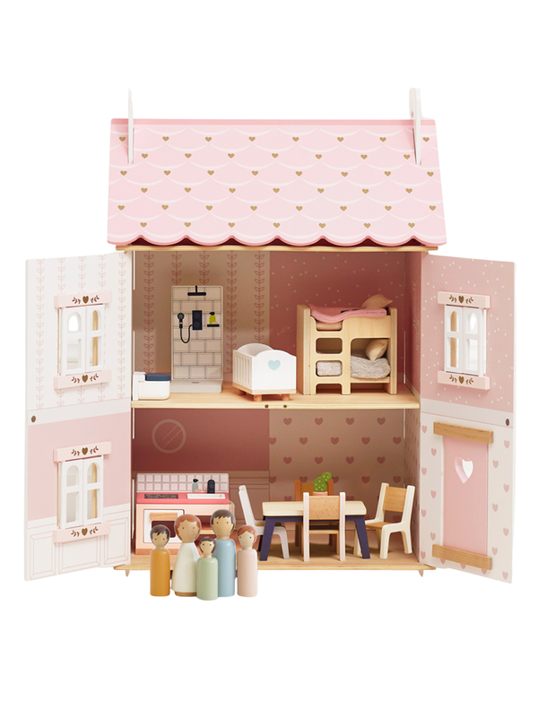 Roseheart Dollhouse with Furniture and Family