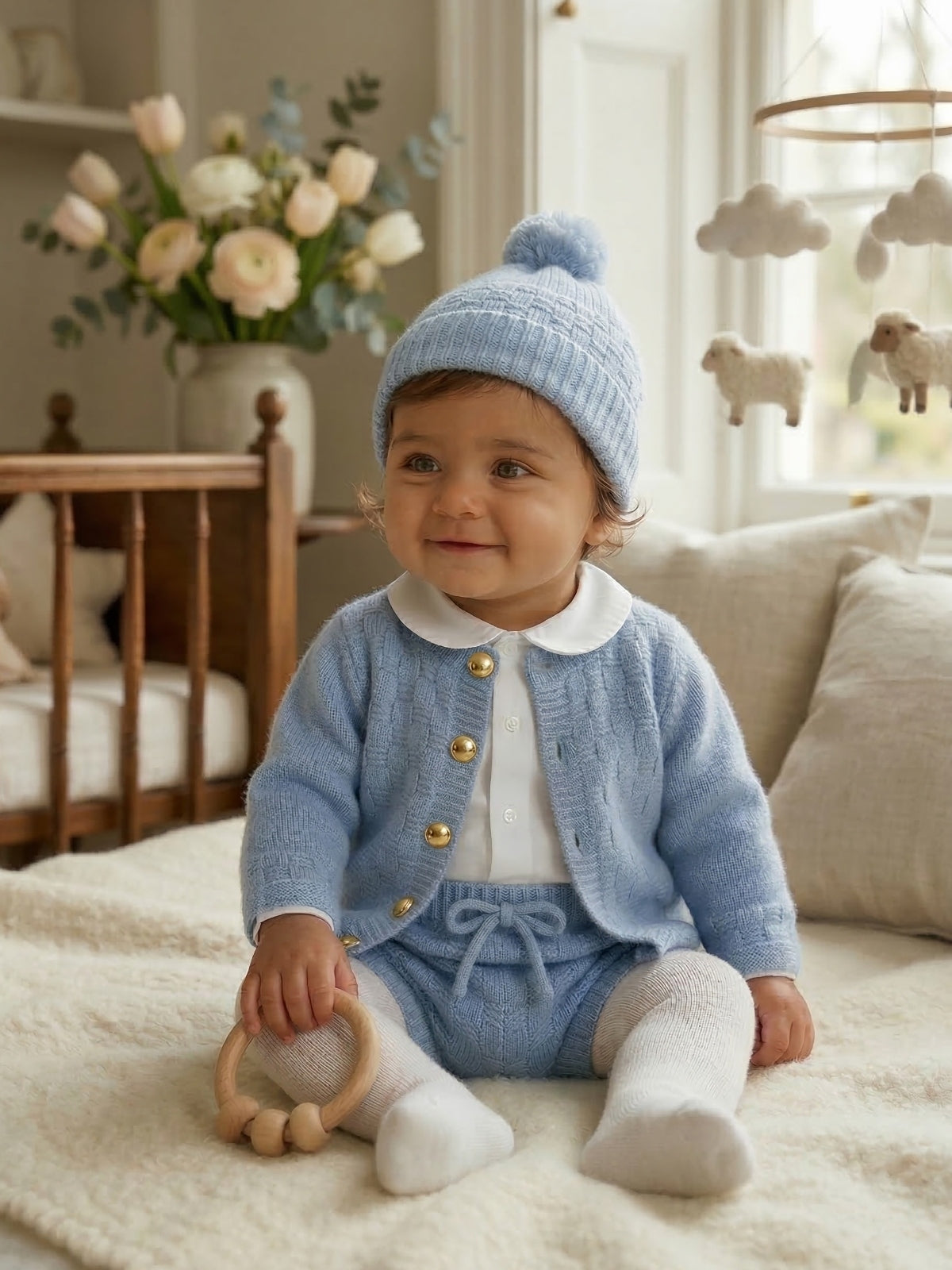 The Aspen Cashmere Baby Set - Sky Blue