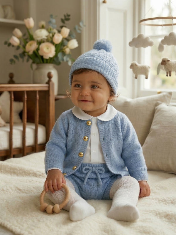The Aspen Cashmere Baby Set - Sky Blue Sets La Homage
