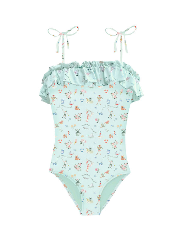 Hamptons One Piece Swimsuit Swim Danrie x Lison Light Aqua 3Y 