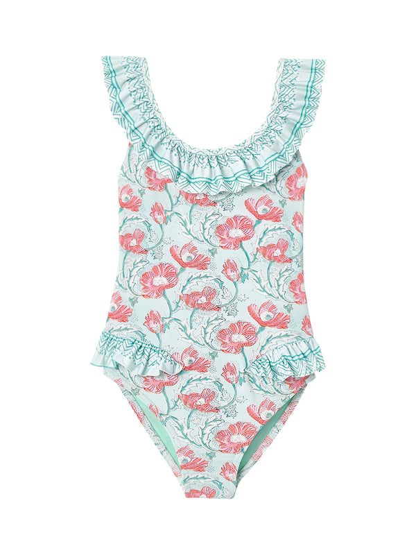 India One Piece Swimsuit Swim Lison Paris Aqua Floral 12M 