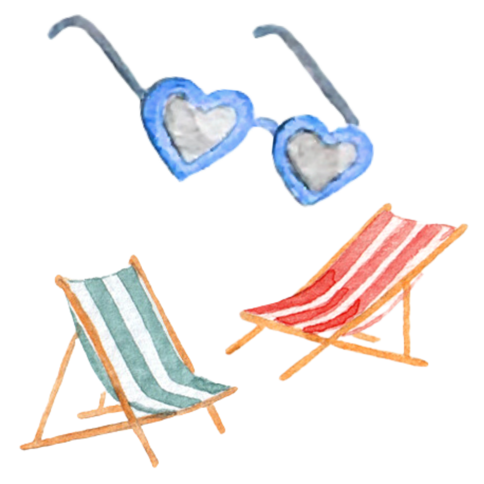 beach chair and heart-shaped sunglasses cut out