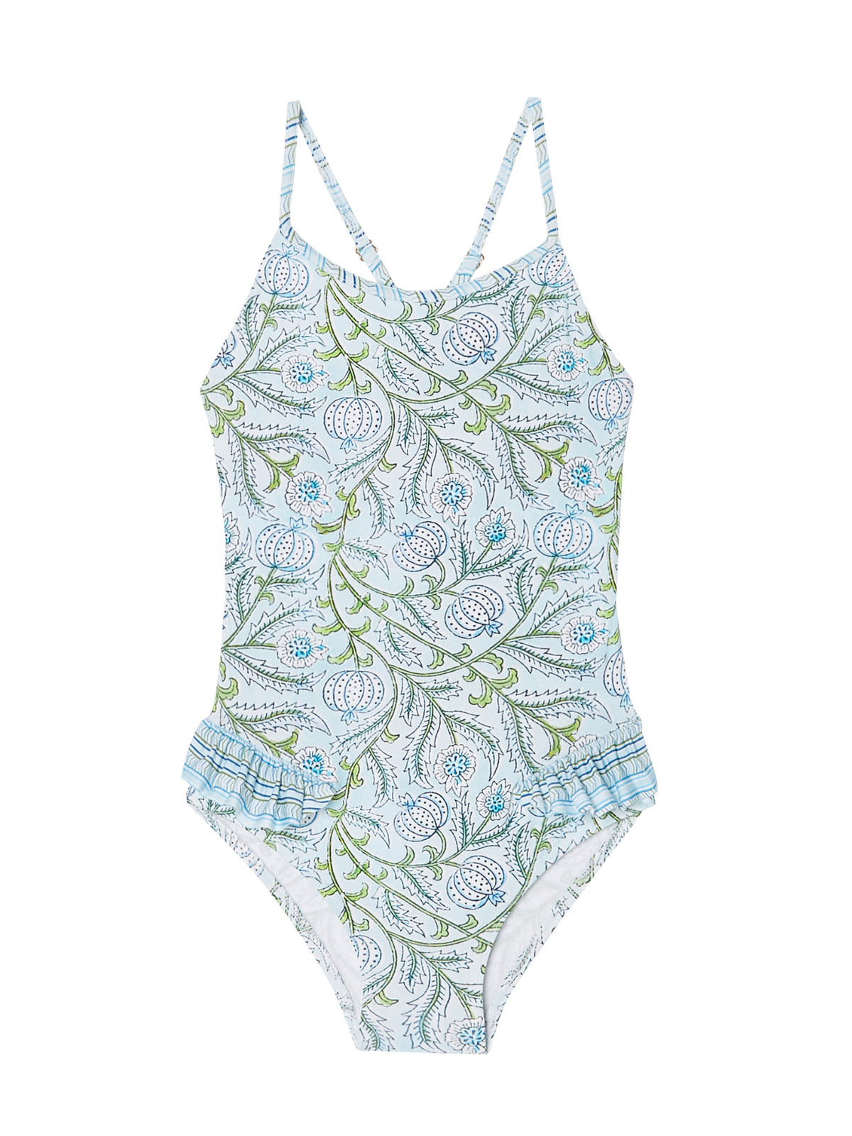 Poppy Floral One Piece Swimsuit Swim Lison Paris Light Blue 4Y