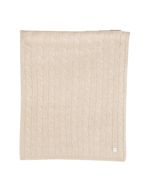 Cable Knit Cashmere Blanket - Beige Blankets Livly