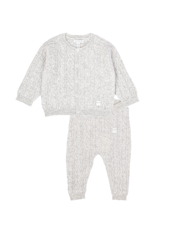 Cashmere Cable Knit Set - Gray Sets Livly