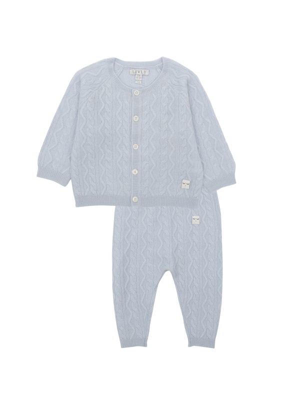 Cashmere Cable Knit Set - Light Blue Sets Livly