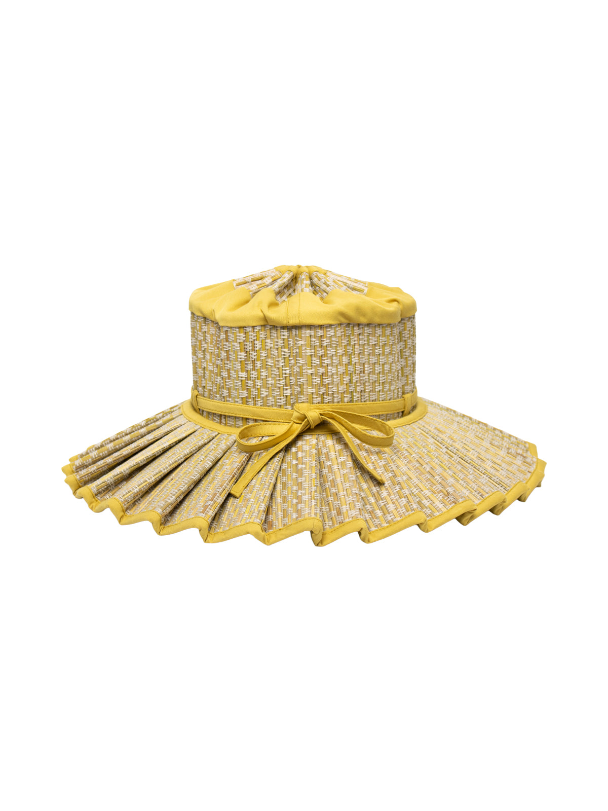 Capri Pleated Woven Hat Hats Lorna Murray Tuscany Yellow Small