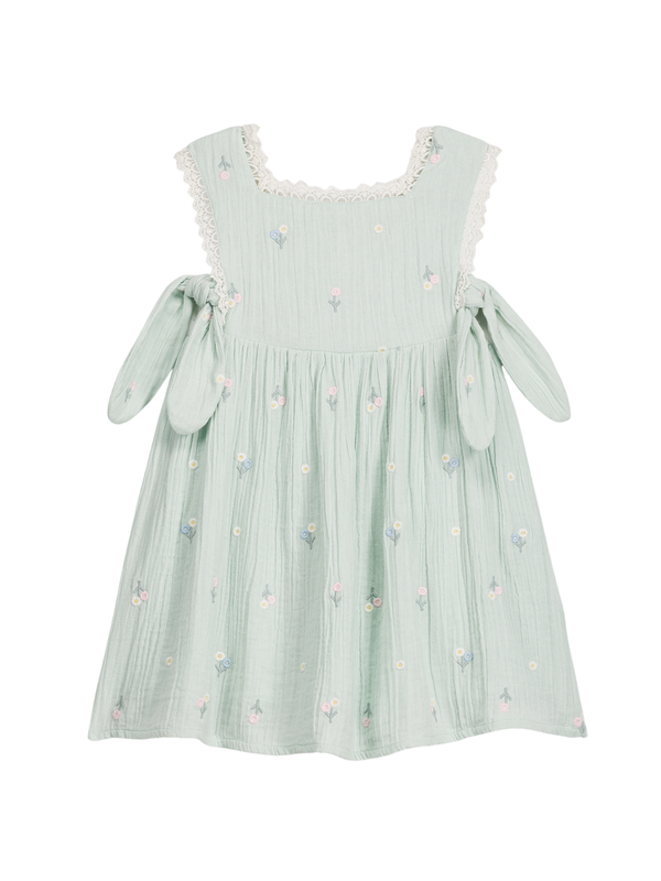Aloisa Embroidered Double Gauze Dress Dresses Louise Misha Almond Floral 24M