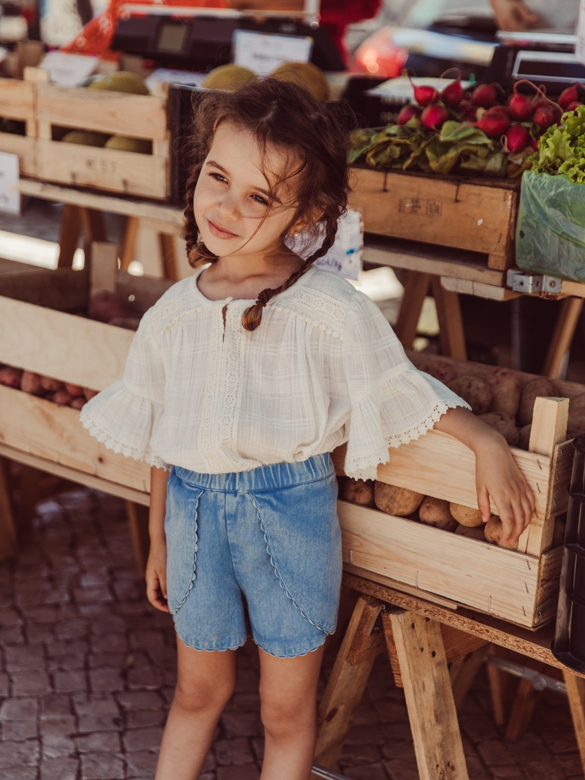 Asya Tulip Hem Chambray Shorts Shorts Louise Misha