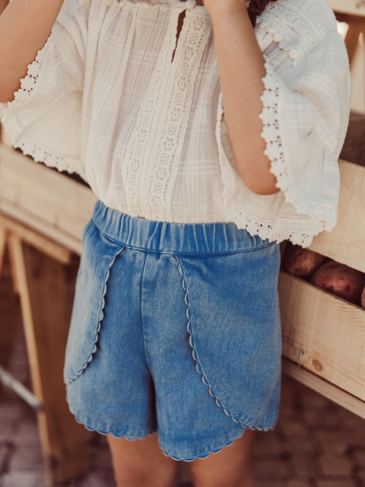 Asya Tulip Hem Chambray Shorts Shorts Louise Misha