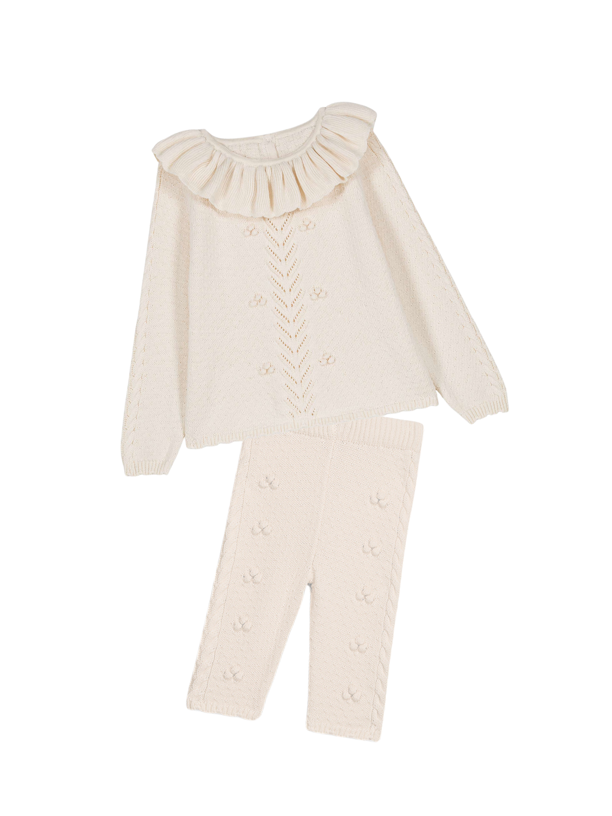 Evina Pointelle Knit Set Sets Louise Misha Cream 3M
