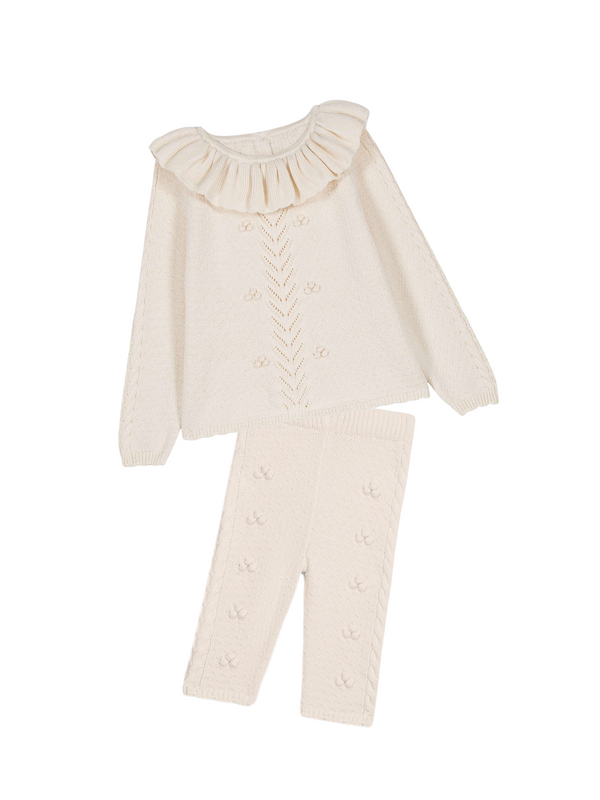 Evina Pointelle Knit Set Sets Louise Misha Cream 3M