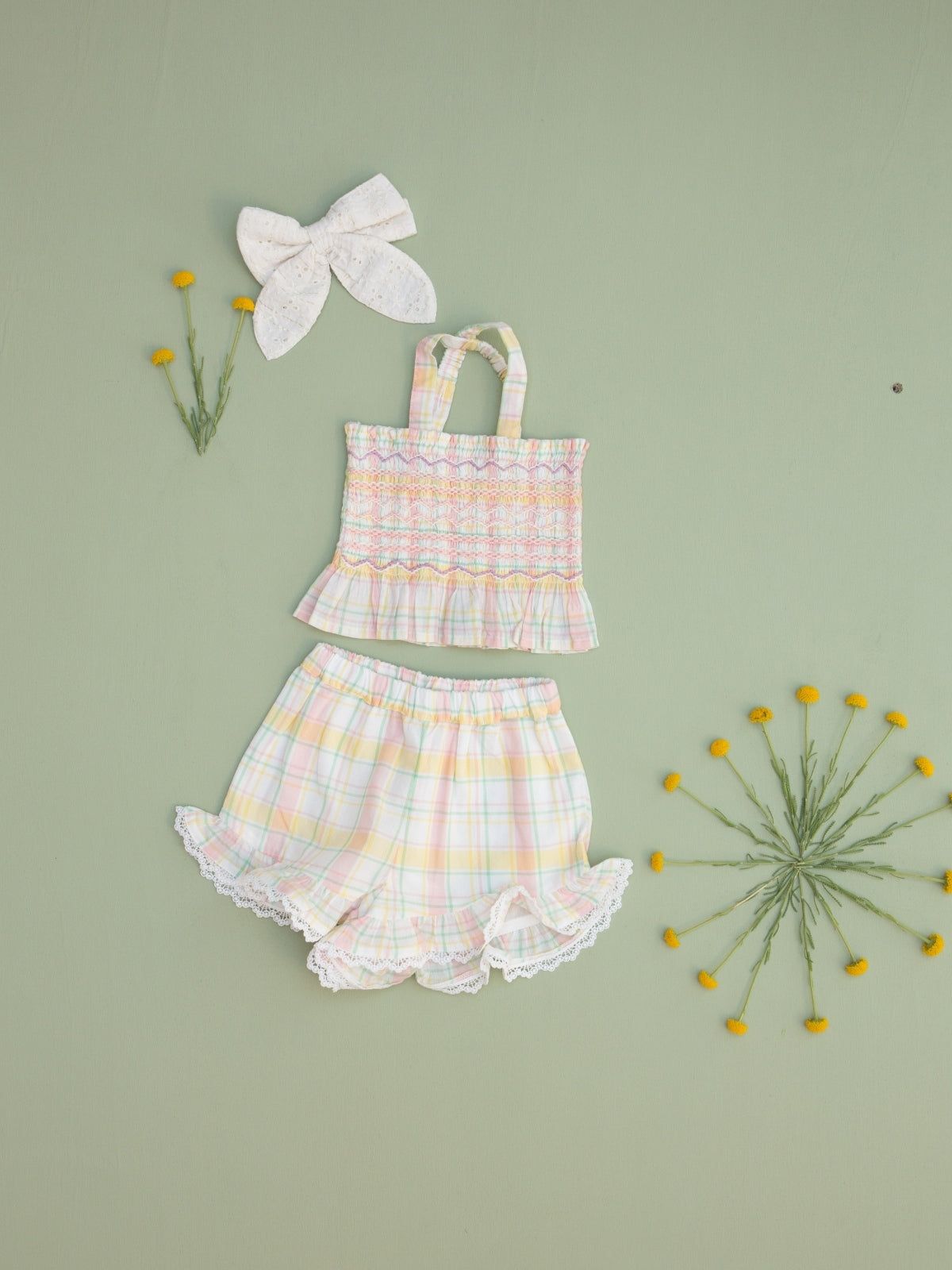 Florentina Smocked Plaid Set Sets Louise Misha