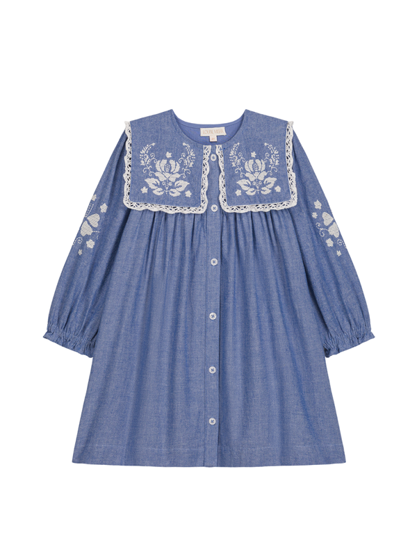 Hyacinte Statement Collar Dress Dresses Louise Misha Blue 3Y
