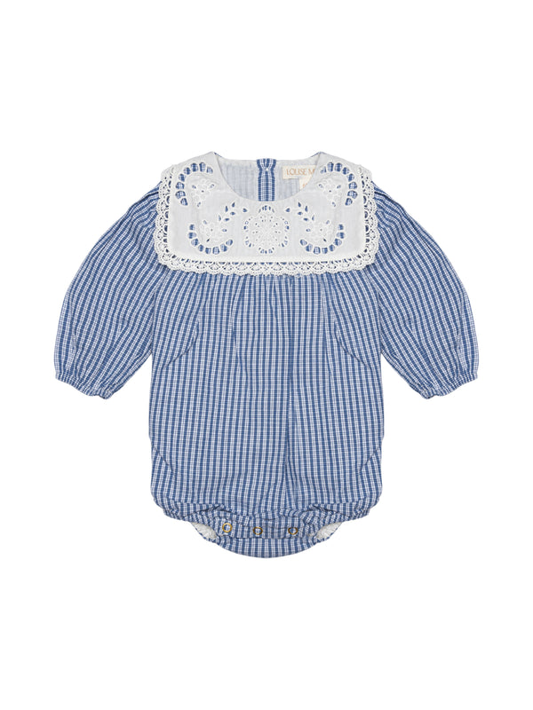 Ilaria Eyelet Collar Romper Rompers Louise Misha Blue Sonnet 6M 
