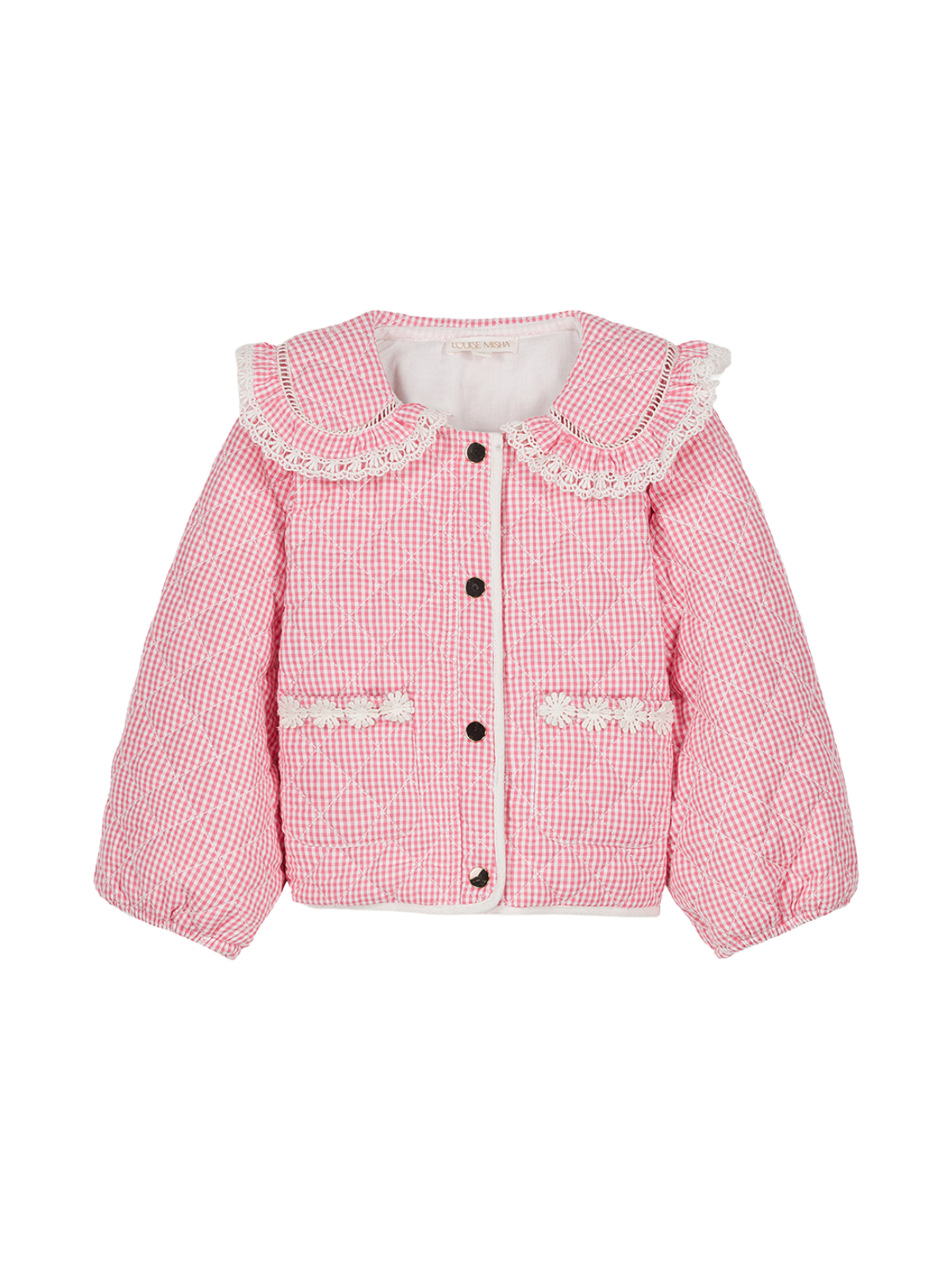 Joulia Eyelet Trim Gingham Jacket Outerwear Louise Misha Pink Gingham 24M