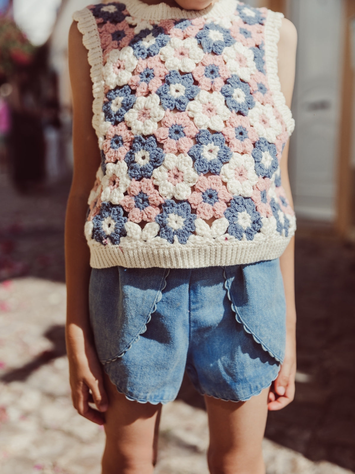 Rynia Crochet Knit Top Tops Louise Misha