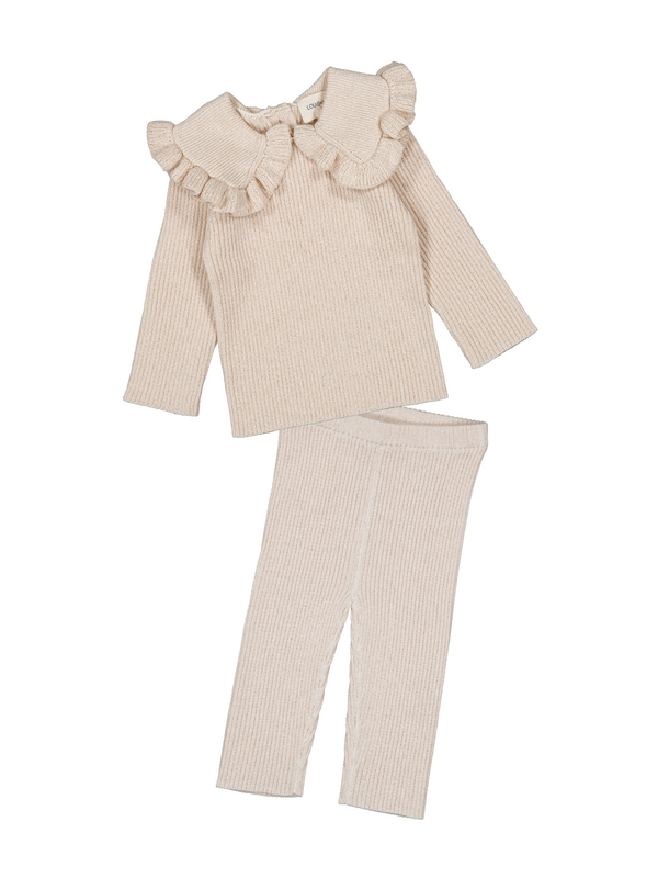 Alichou Ribbed Lurex Baby Sweater Set Sets Louis Louise Cream Lurex 6M