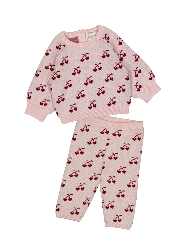Elia Cherry Baby Sweater Set Sets Louis Louise Pink 6M