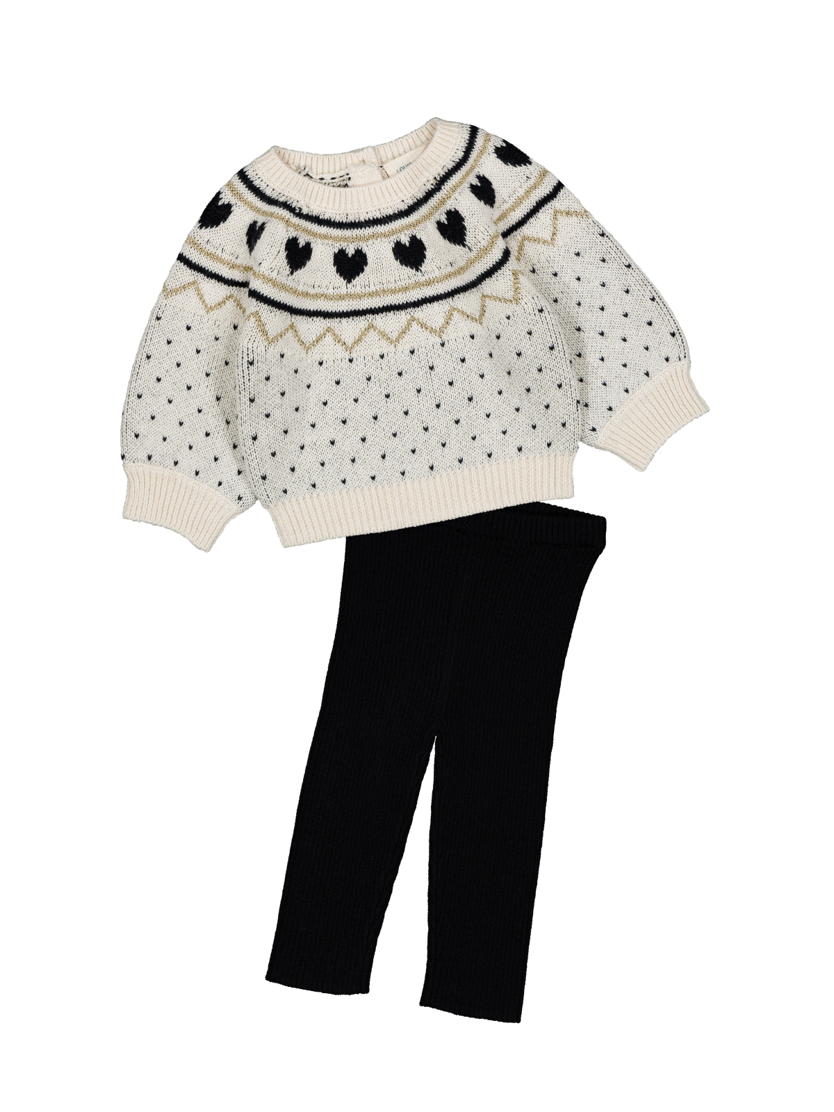 Elia Heart Pattern Baby Sweater Set Sets Louis Louise Cream 6M