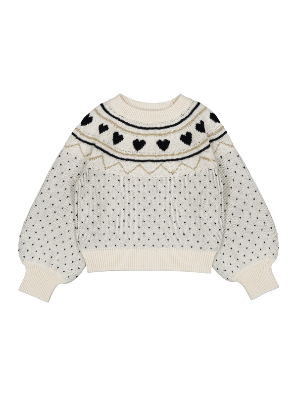 Elia Heart Pattern Sweater Sweaters Louis Louise Cream 3Y