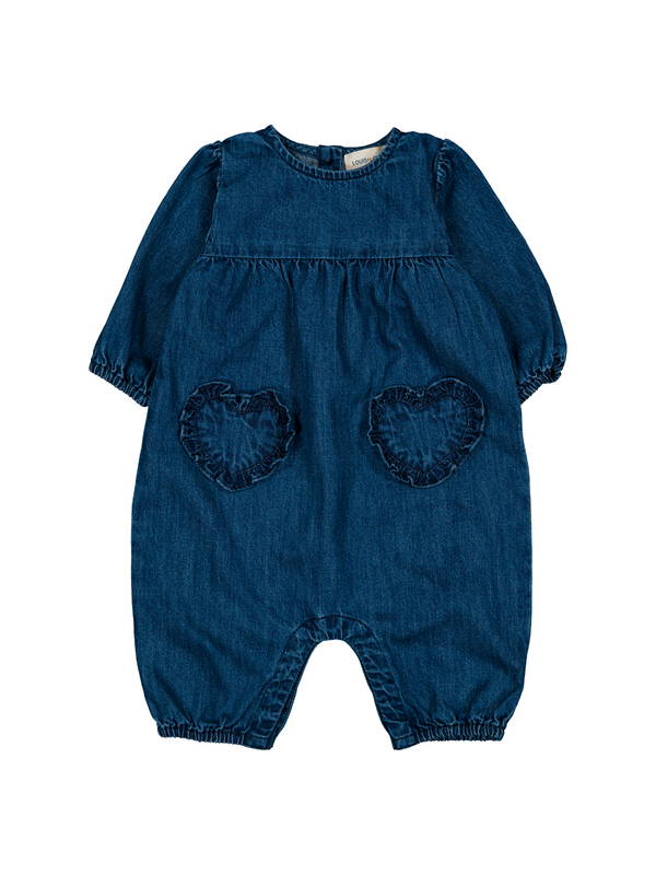Tournesol Denim Heart Romper Rompers Louis Louise Denim 6M