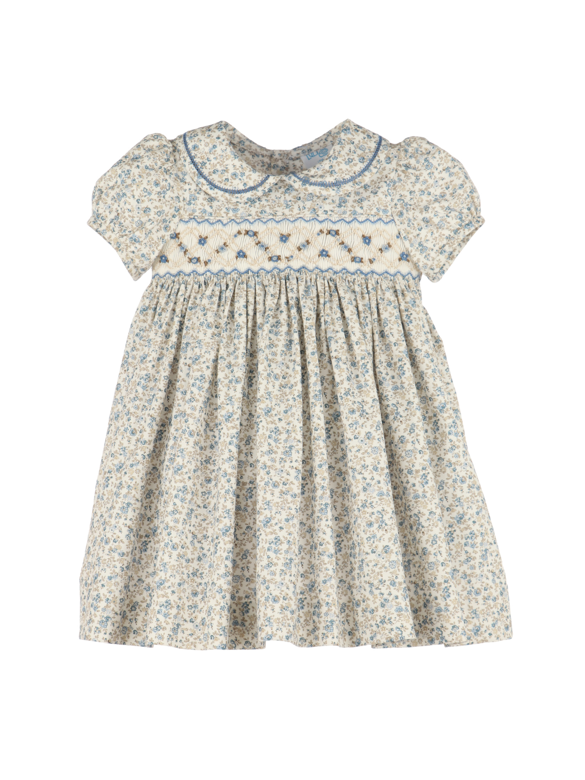 Blue Mulberry Smocked Babydoll Dress Dresses Luli & Me Blue Mulberry Floral 6M