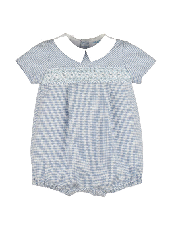 Checks Smocked Boy Romper Rompers Luli & Me Blue 6M