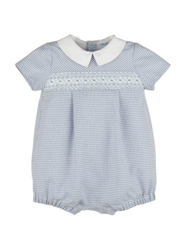 Checks Smocked Boy Romper Rompers Luli & Me Blue 6M