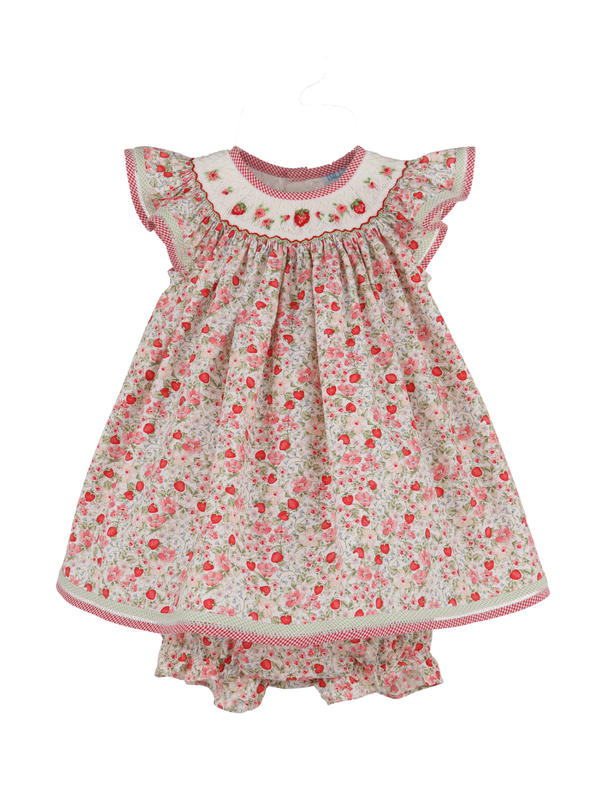 Cherries Smocked Babydoll Dress Dresses Luli & Me
