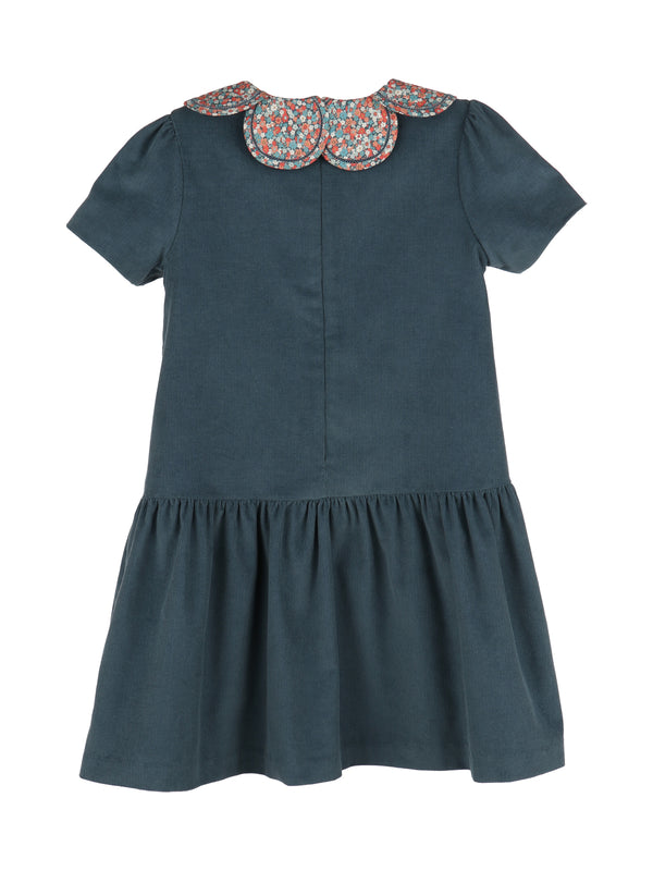 Corduroy Petal Collar Dress Dresses Luli & Me Blue 4Y