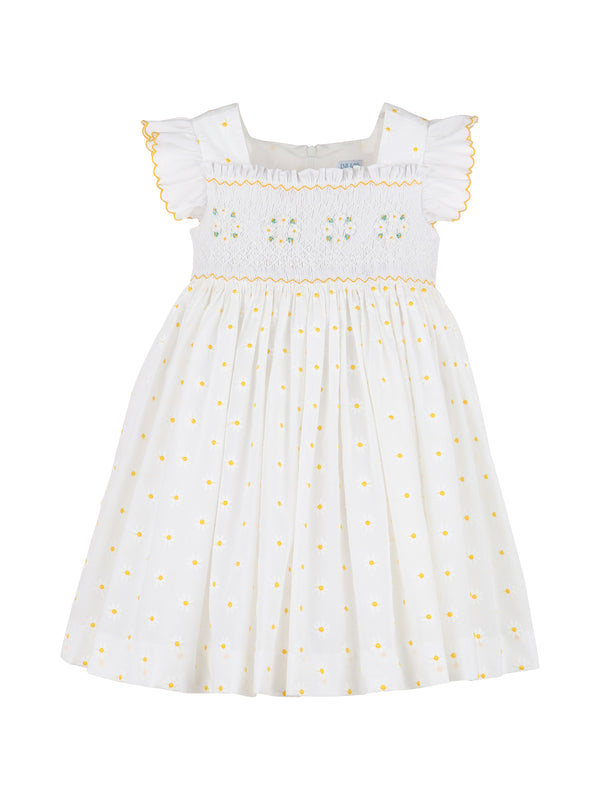 Daisies Smock Dress Dresses Luli & Me White 2Y