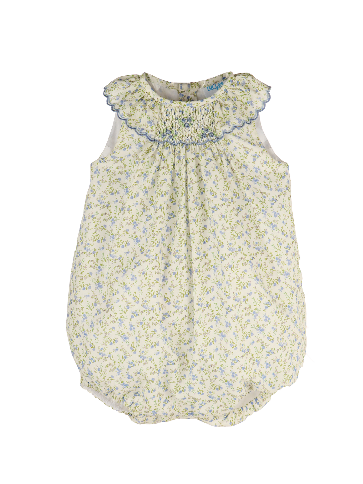 Lavender Floral Smocked Bubble Rompers Luli & Me Lavender Floral 3M