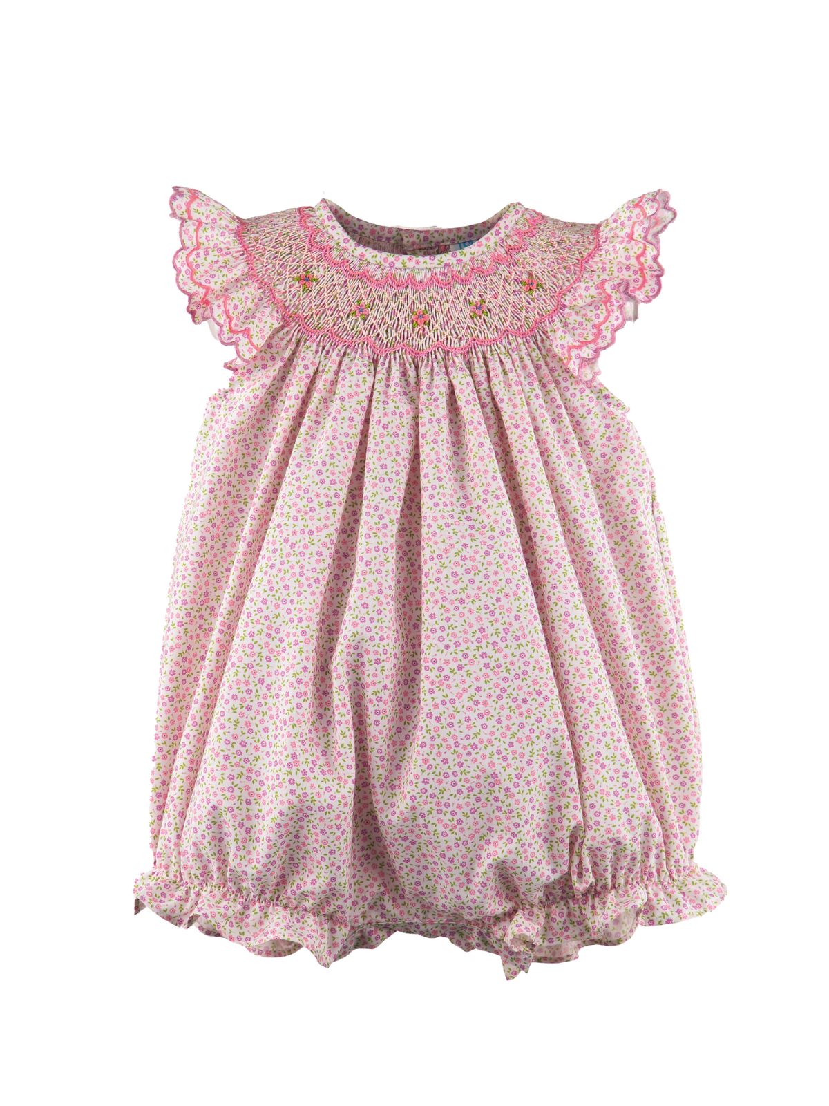 Mini Flowers Feston Bubble Rompers Luli & Me Pink 3M