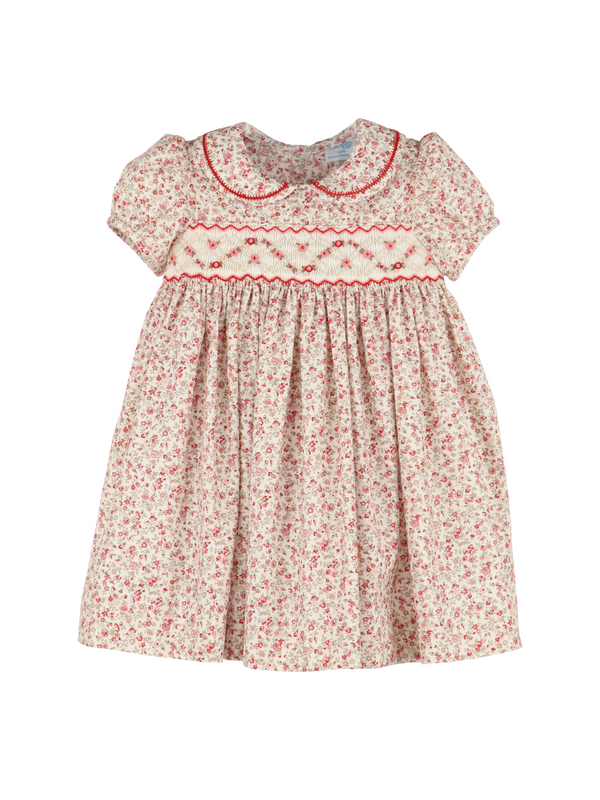 Red Mulberry Smocked Babydoll Dress Dresses Luli & Me Red Mulberry Floral 6M