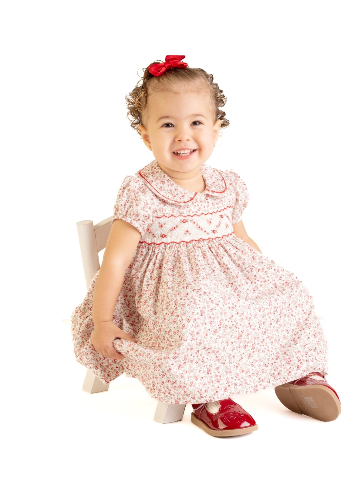 Red Mulberry Smocked Babydoll Dress Dresses Luli & Me