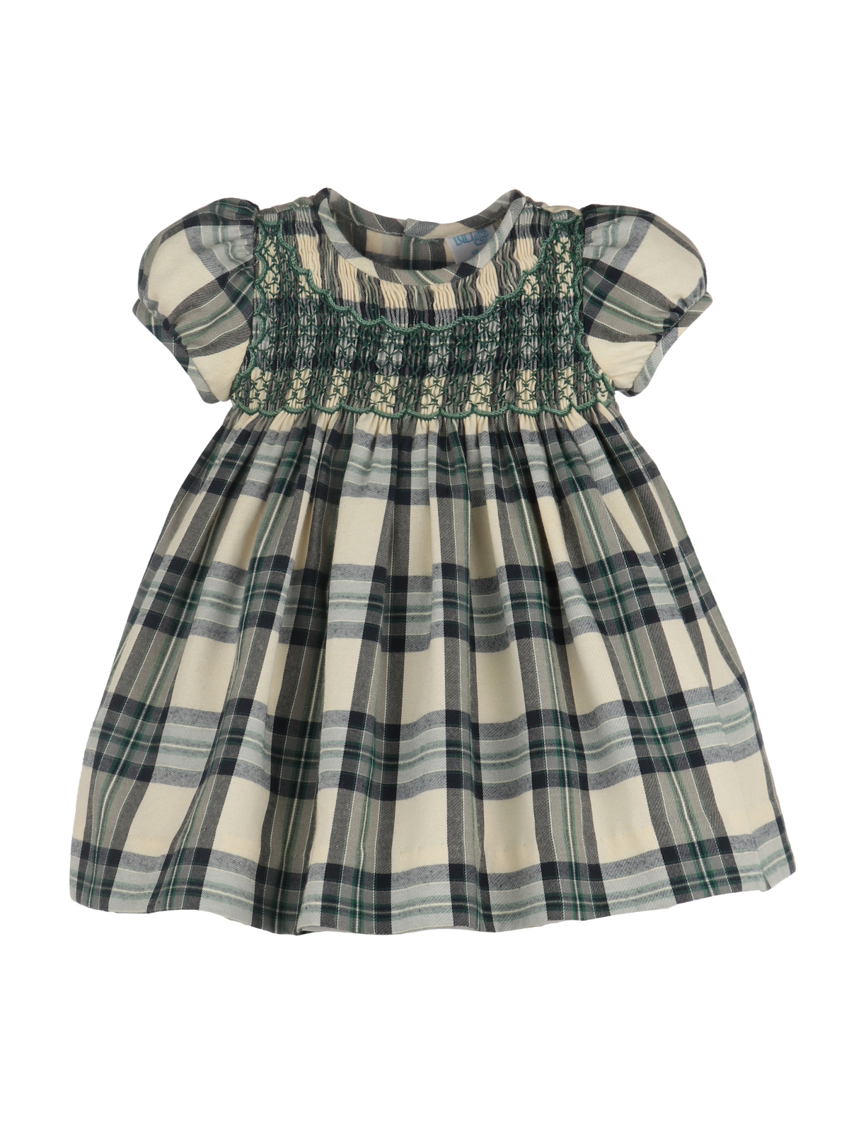 Tea Time Checks Smocked Dress Dresses Luli & Me Green Check 2Y