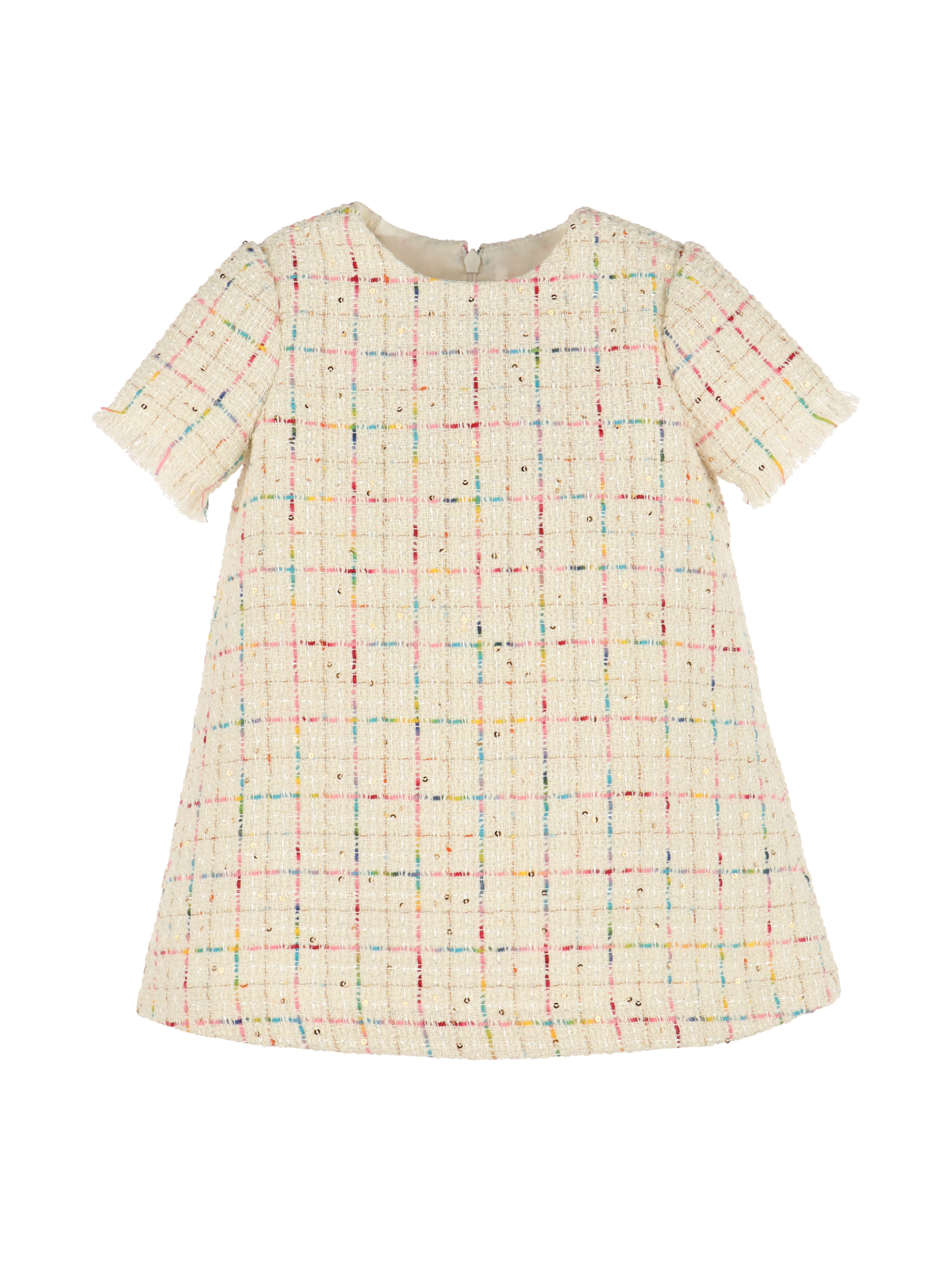 Tweed A-Line Dress Dresses Luli & Me Ivory 2Y