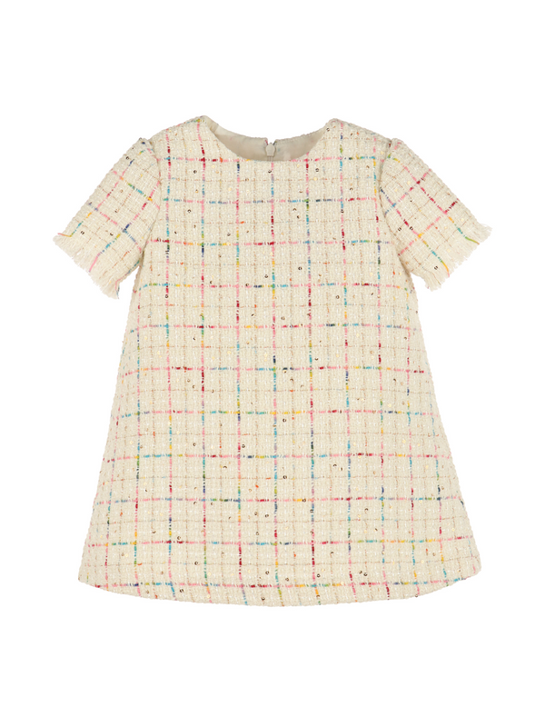 Tweed A-Line Dress Dresses Luli & Me Ivory 2Y
