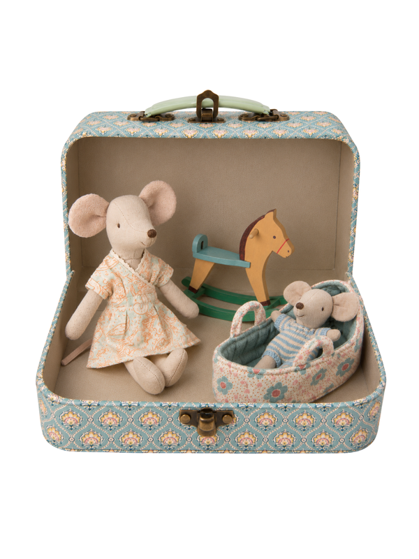Blue Baby Mouse Nursery in Suitcase