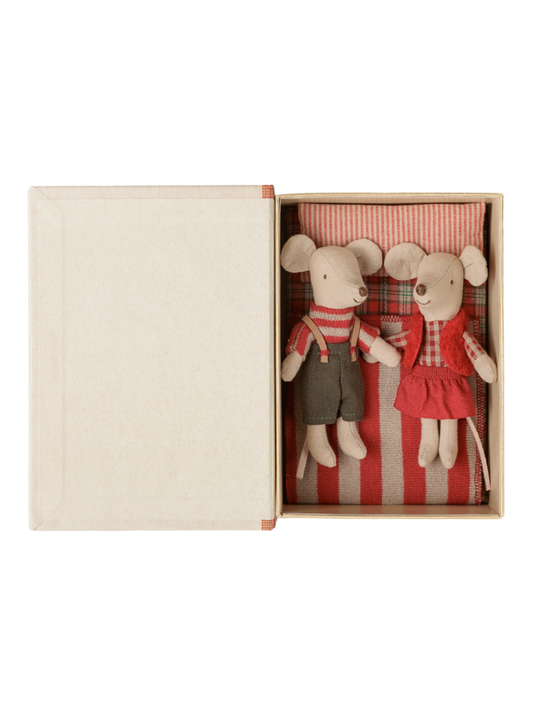 Christmas Twin Mice, Little Sister and Brother in Book