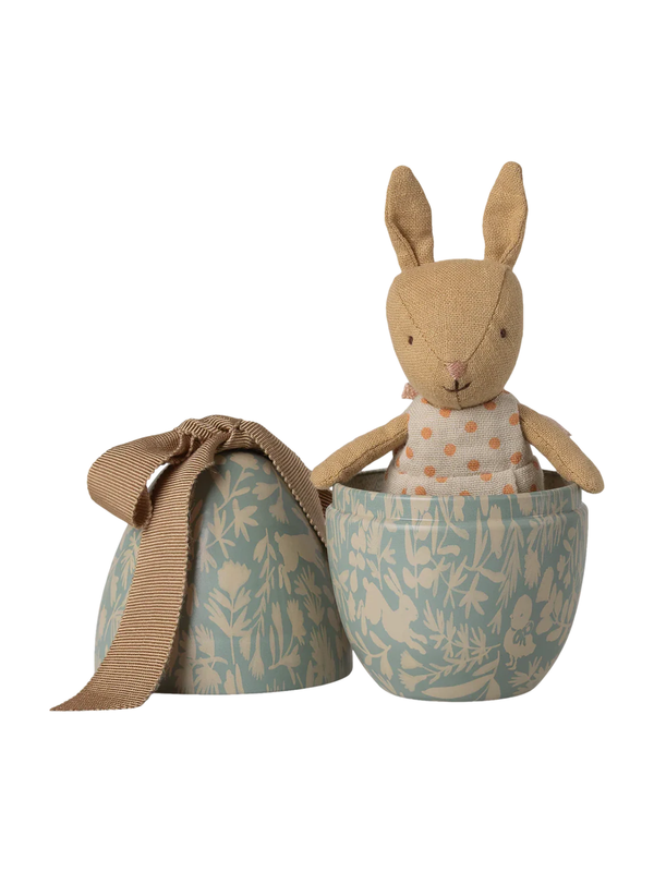 Dusty Blue Easter Egg with Micro Rabbit