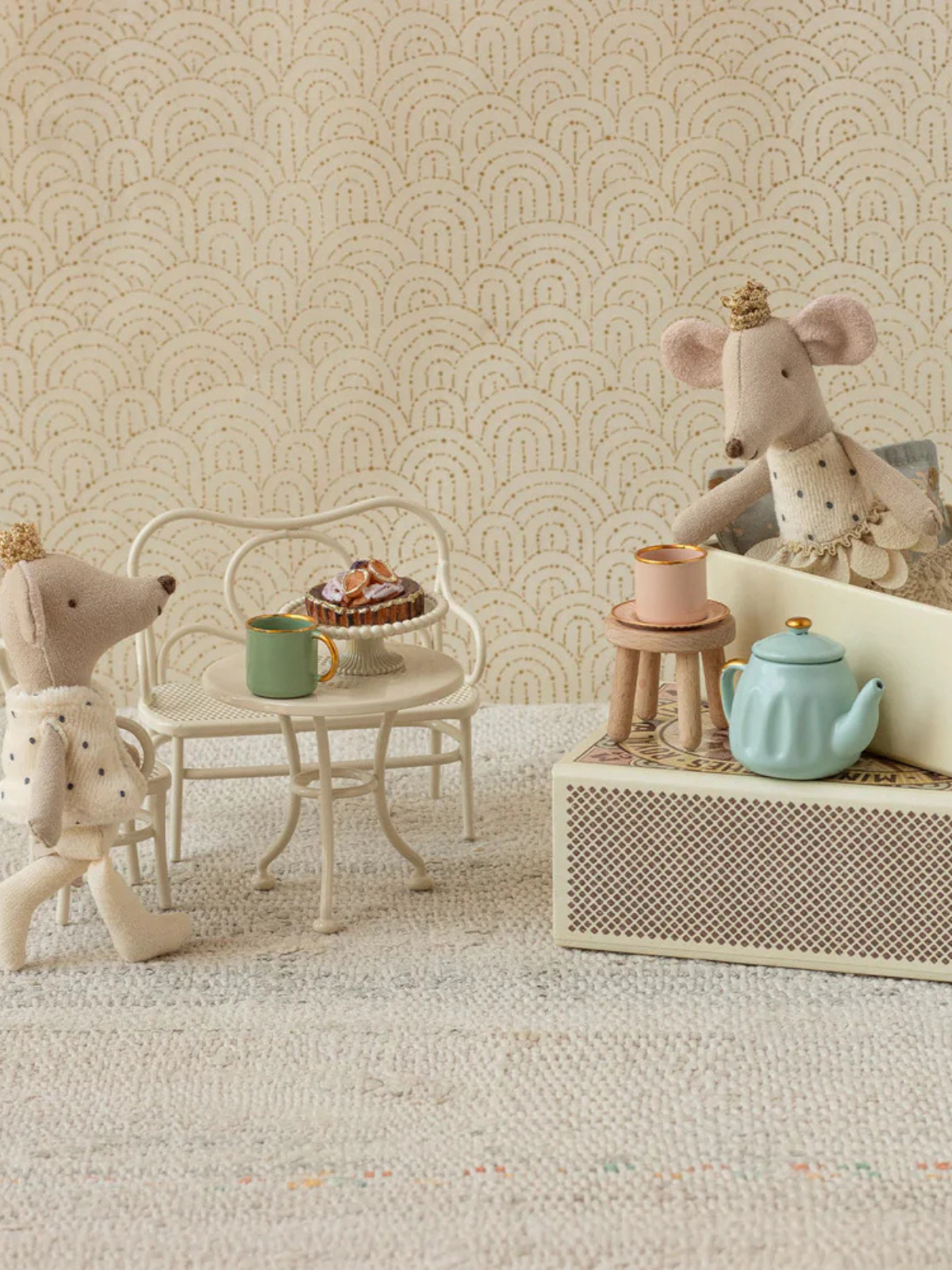 Royal Twin Mice, Little Sister and Brother in Matchbox Pretend Play Maileg