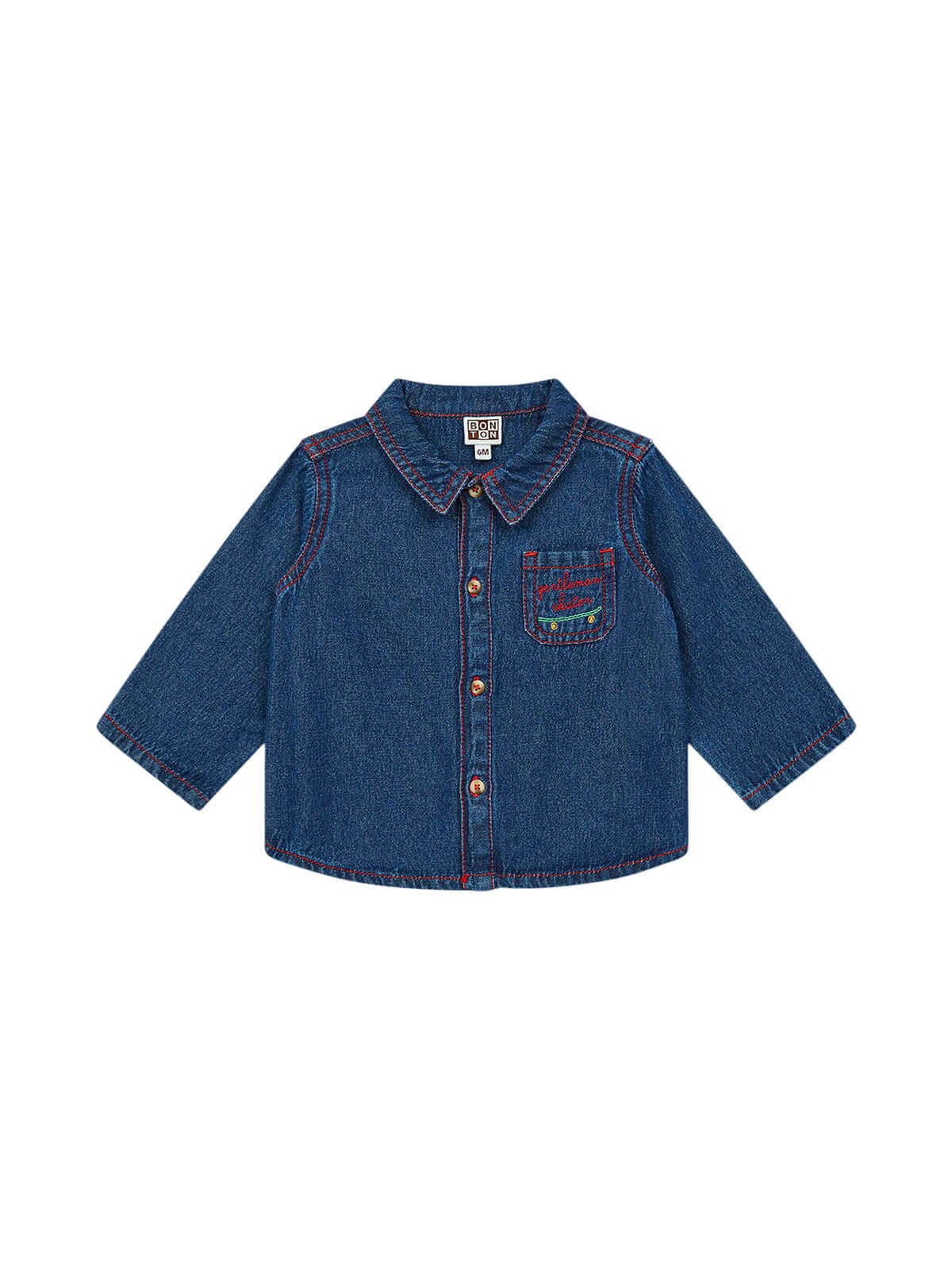 Denim Contrast Stitch Kids Shirt