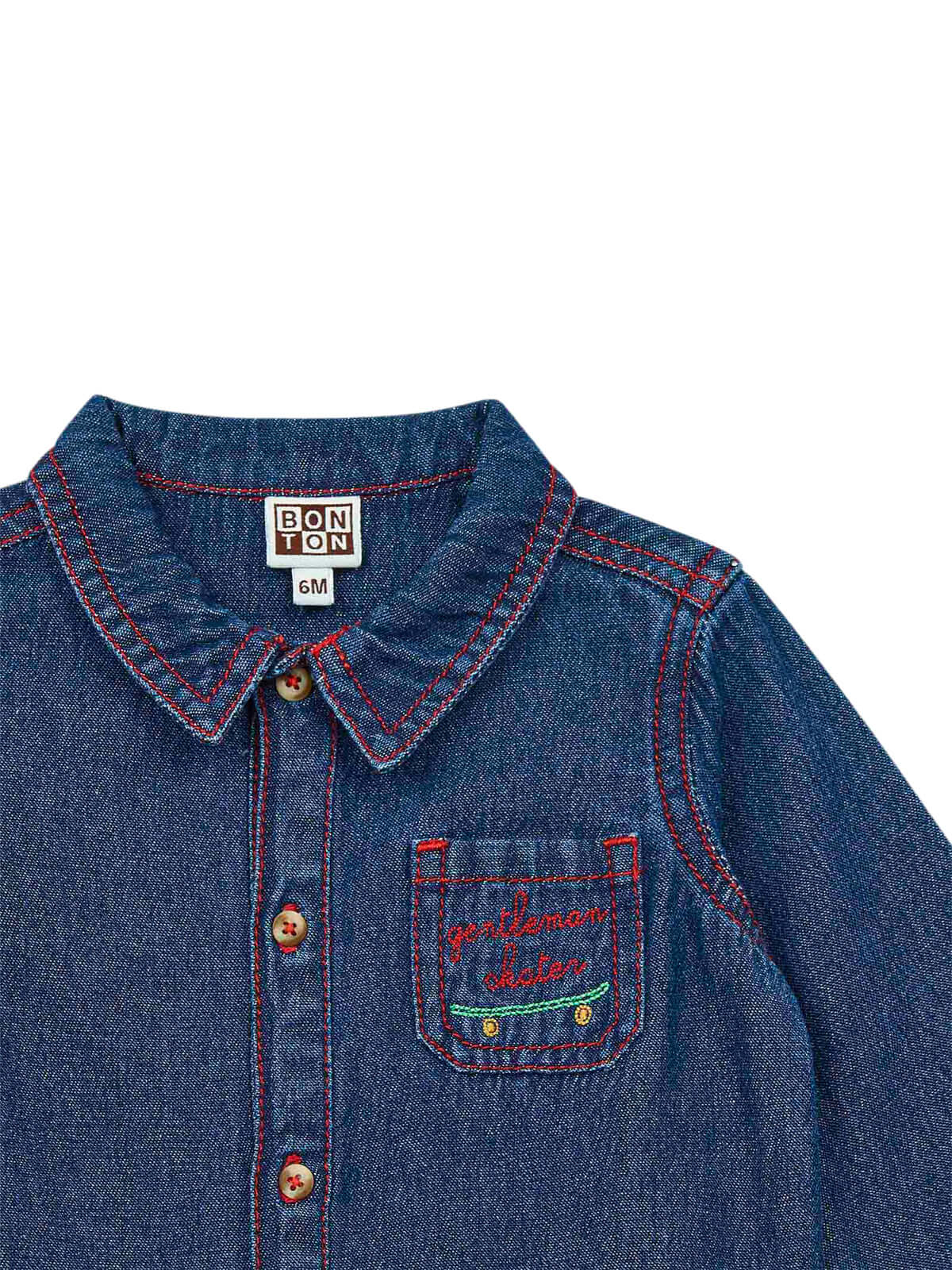 Denim Contrast Stitch Kids Shirt