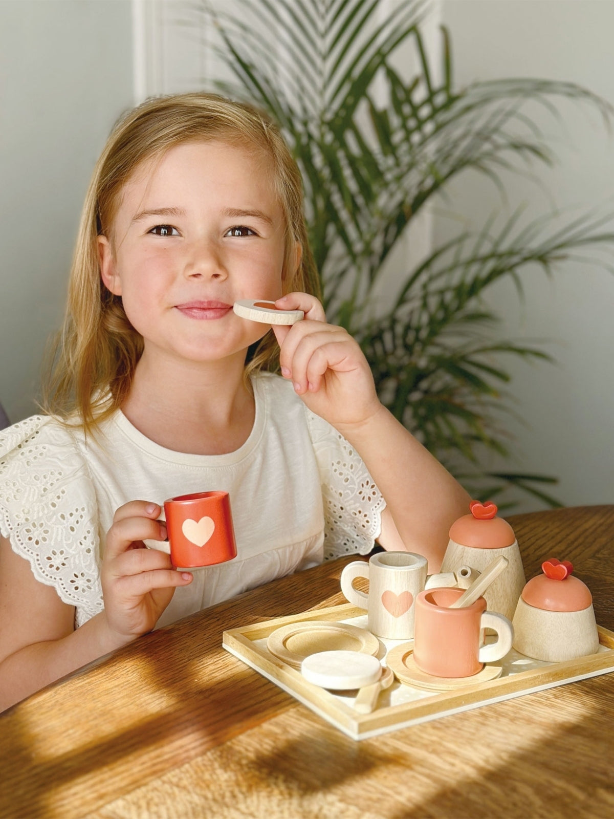 Wooden Tea Time Tray Set Pretend Play Mentari