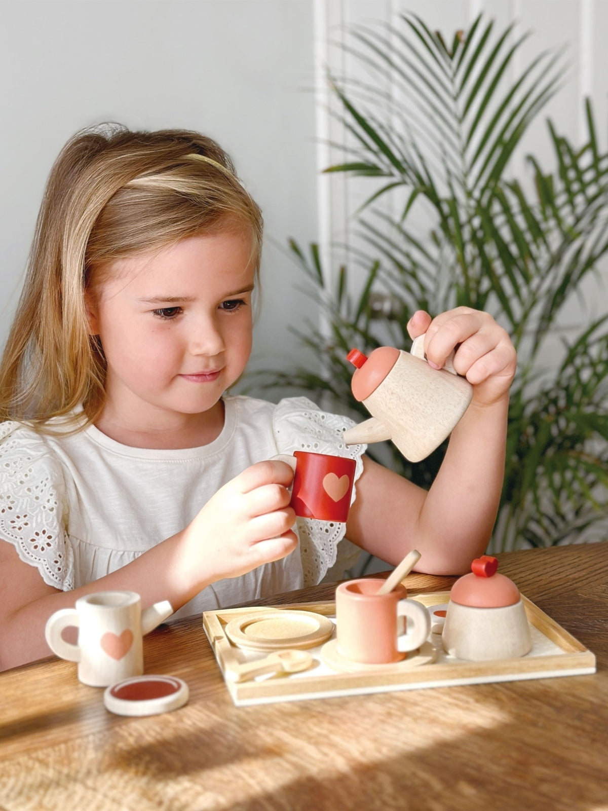 Wooden Tea Time Tray Set Pretend Play Mentari