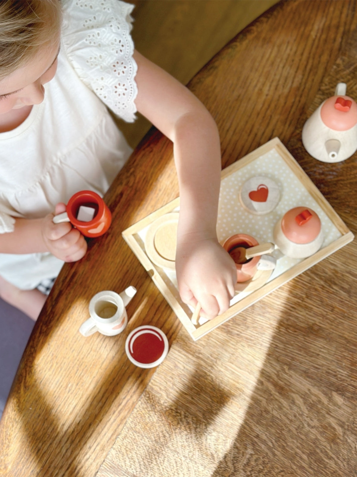 Wooden Tea Time Tray Set Pretend Play Mentari